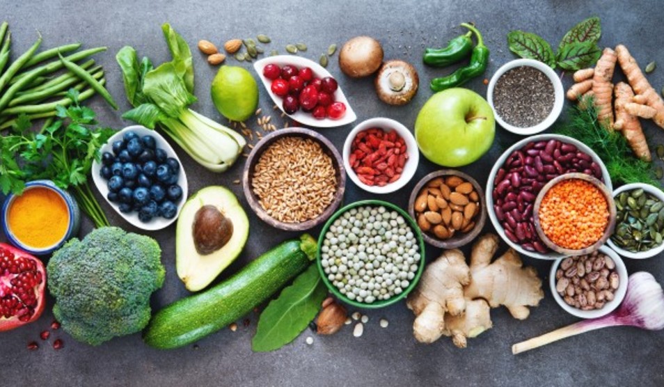 spread of foods for healthy eating